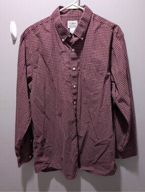 L.L.Bean Traditional Fit Button-Down Shirt in Burgundy Check